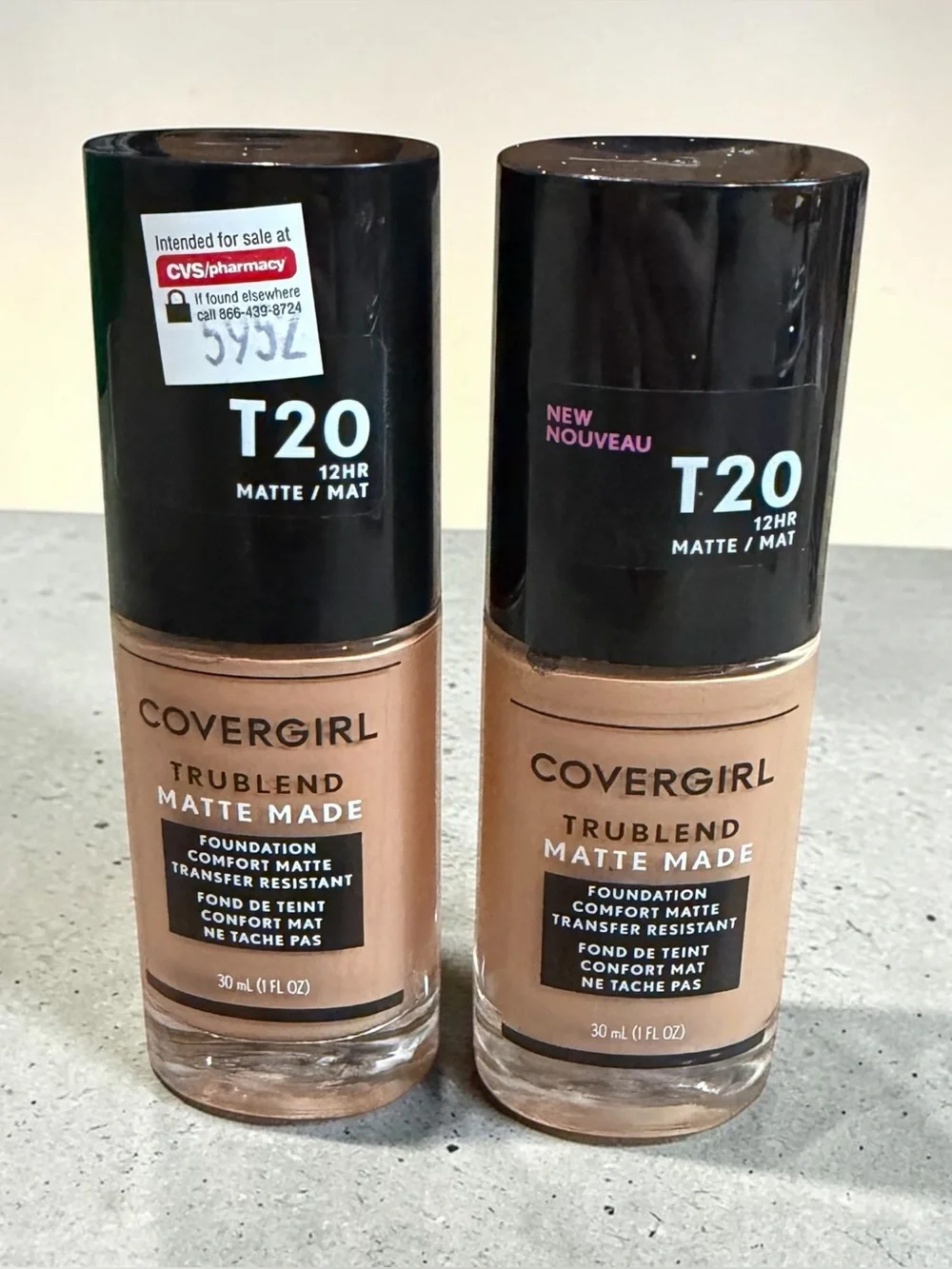 COVERGIRL TruBlend Matte Made Liquid Foundation T20 Soft Honey 2x lot New Sealed